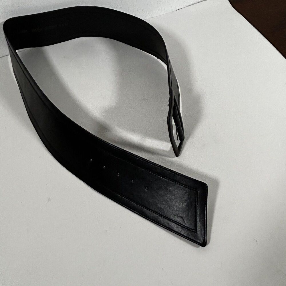 Yves Saint Lauren Wide Statement Belt Size Large Black Buckle Classic Modern - Picture 5 of 9